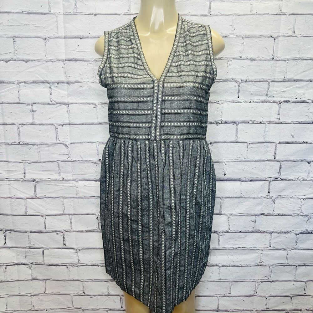 Max Studio Womens Gray Striped Sleeveless A Line Dress Size XS